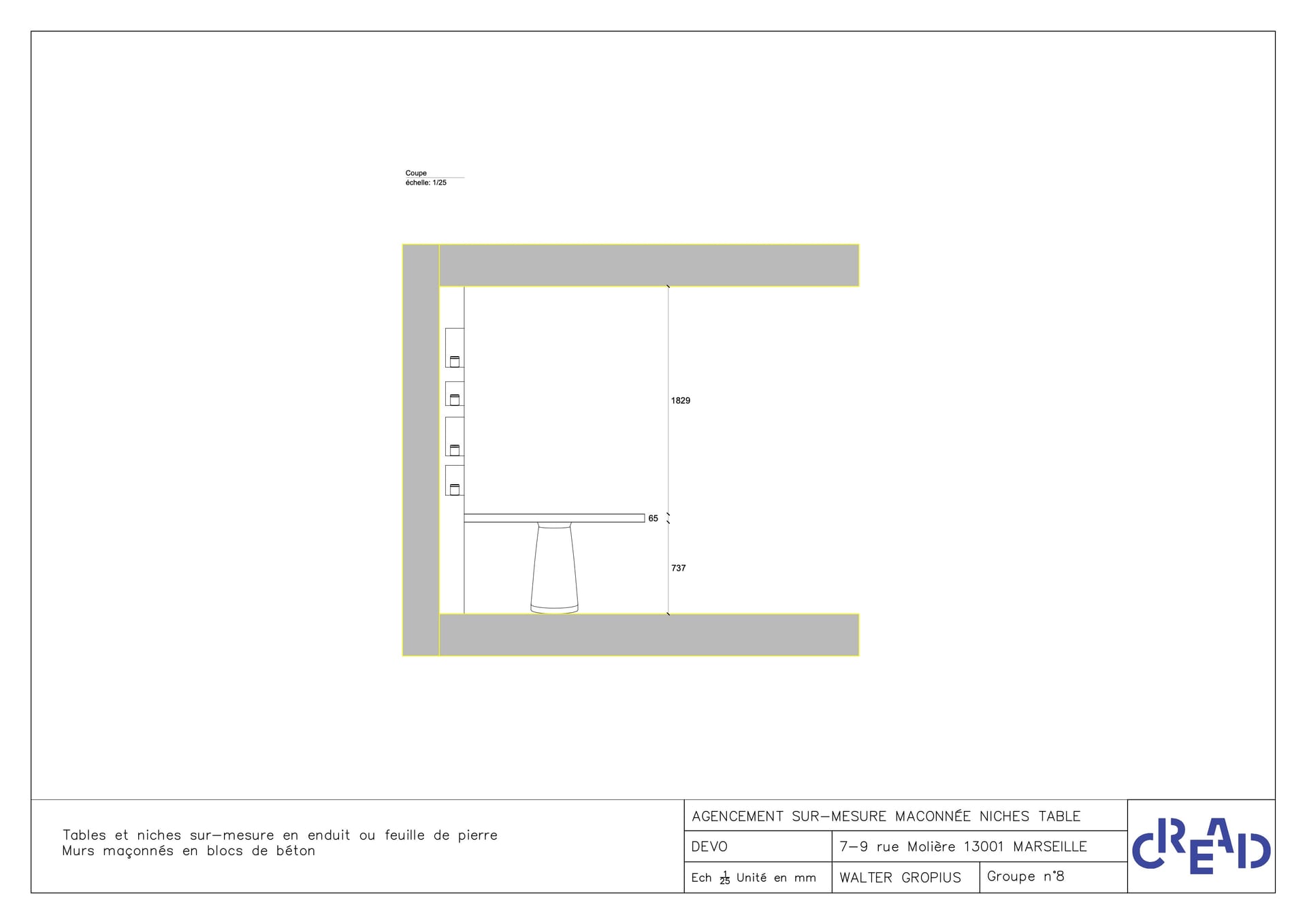 Niche sur mesure coupe